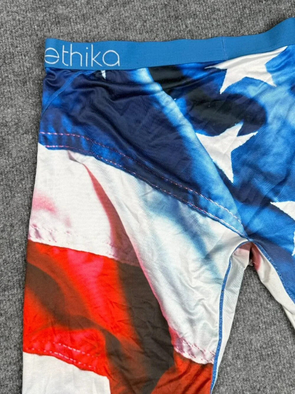 Ethika USA Flag swimming bottom no size tag check measurement fit XL/2XL